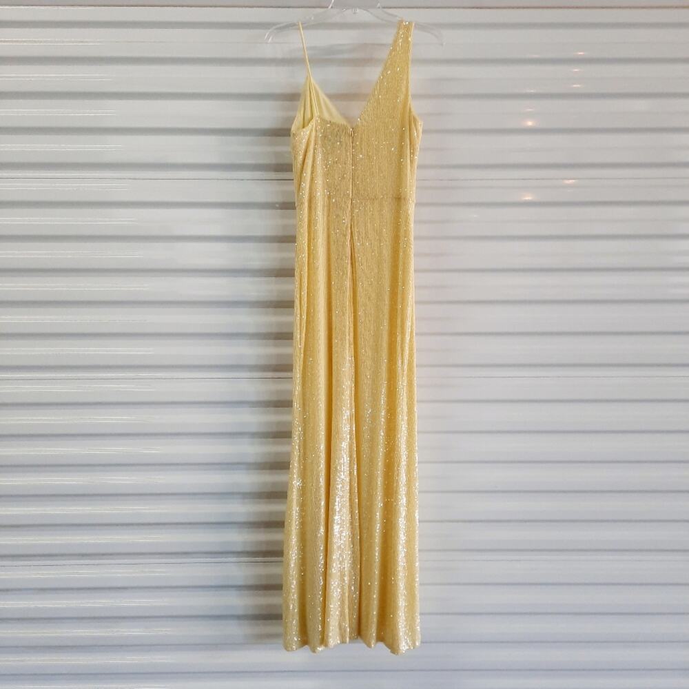 Xscape Formal Evening Gown Womens 6 Yellow Sequin Dress Cocktail Party Wedding - Picture 4 of 9